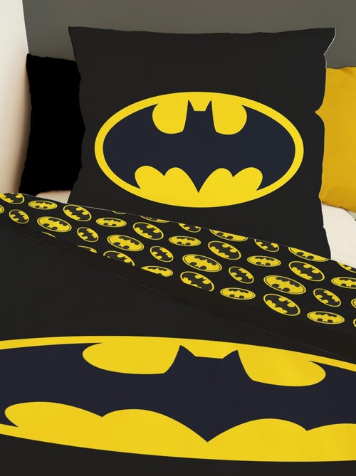 Housse de couette Batman logo 140x200 cm - 100% Coton - Noir - Kiabi