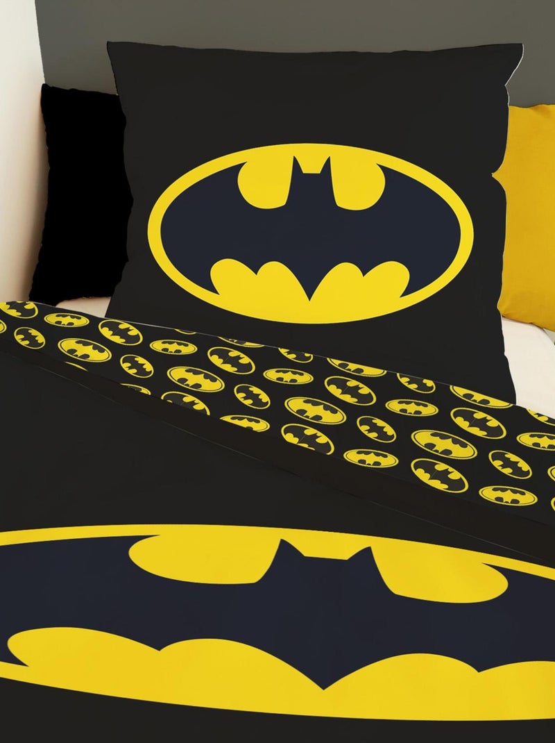 Housse de couette Batman logo 140x200 cm - 100% Coton - Noir Noir - Kiabi