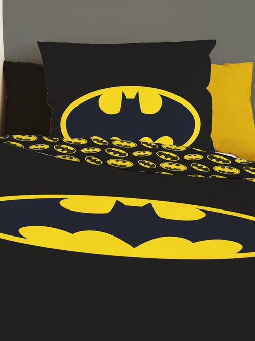 Housse de couette Batman logo 140x200 cm - 100% Coton - Noir - Kiabi