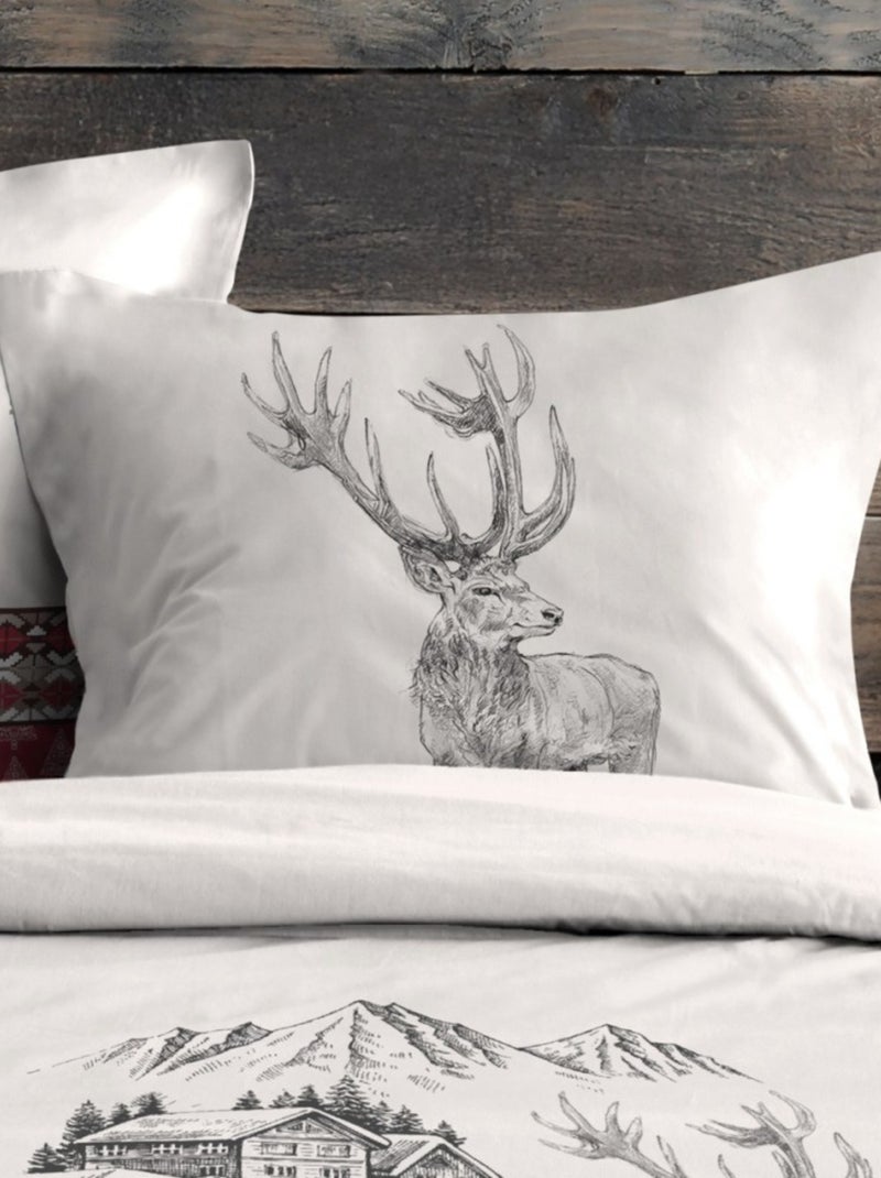 Housse de couette BAUGES + 2 taies coton 57 fils Rouge - Kiabi