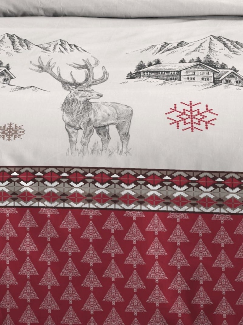 Housse de couette BAUGES + 2 taies coton 57 fils Rouge - Kiabi