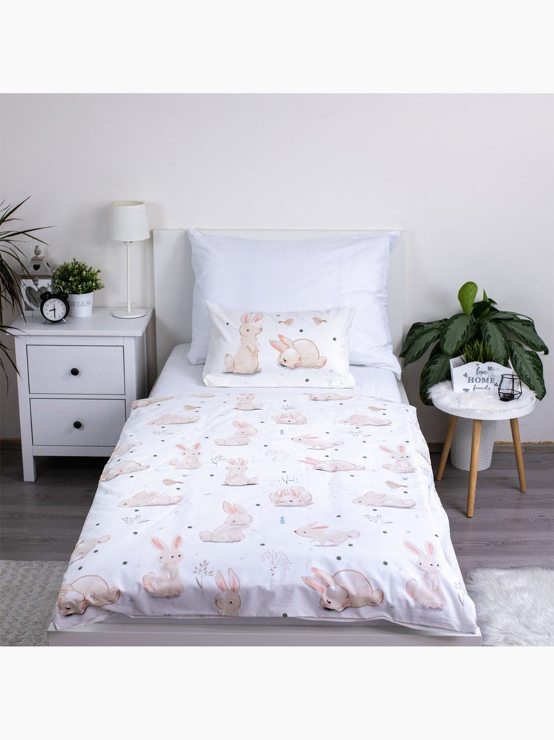 Housse de couette bébé 100 cm x 135 cm 100% coton imprimé lapins CMP Rose pastel - Kiabi