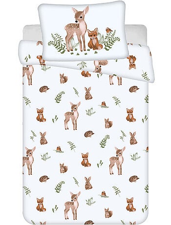 Housse de couette bébé CMP 100 cm x 135 cm coton 100% imprimé animaux de la forêt