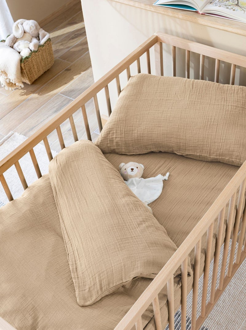Housse de couette bébé gaze de coton NOA Beige - Kiabi
