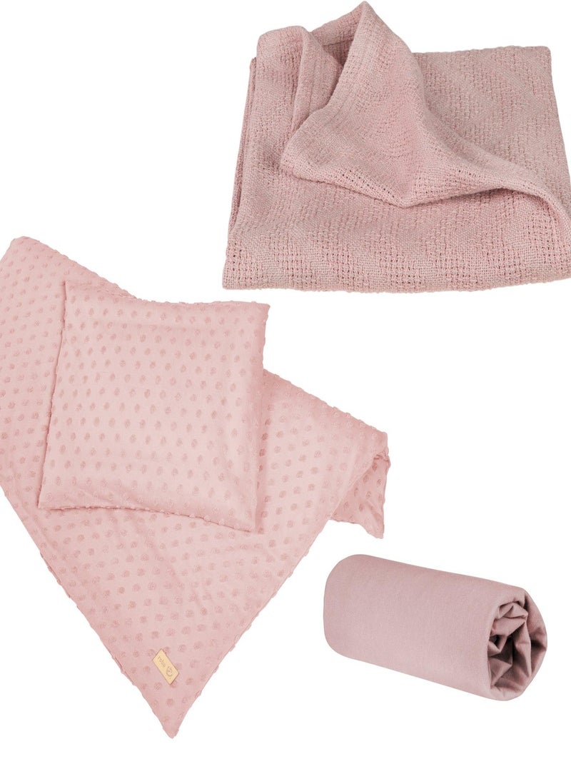 Housse de couette bébé + taie d'oreiller + drap et couverture en coton Bio 'Roba lil planet' Rose pastel - Kiabi