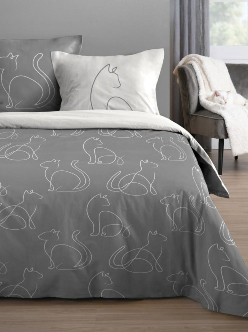 Housse de couette  BERLIOZ + taie(s) coton 57 fils Gris - Kiabi