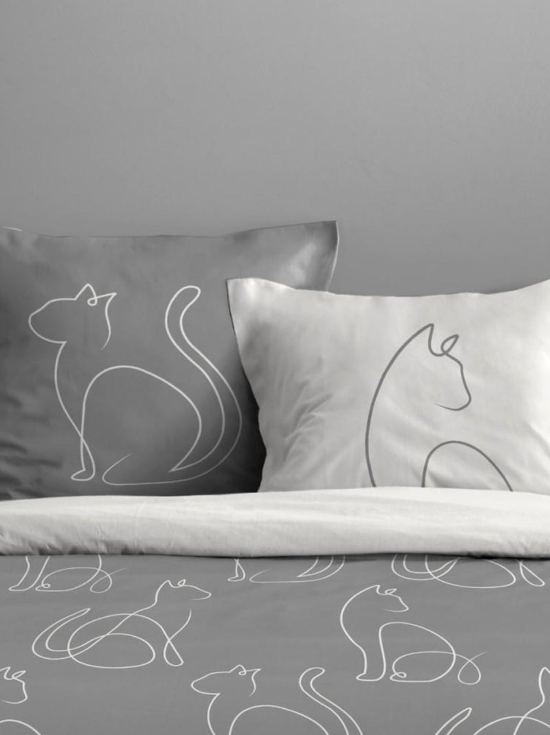 Housse de couette  BERLIOZ + taie(s) coton 57 fils Gris - Kiabi