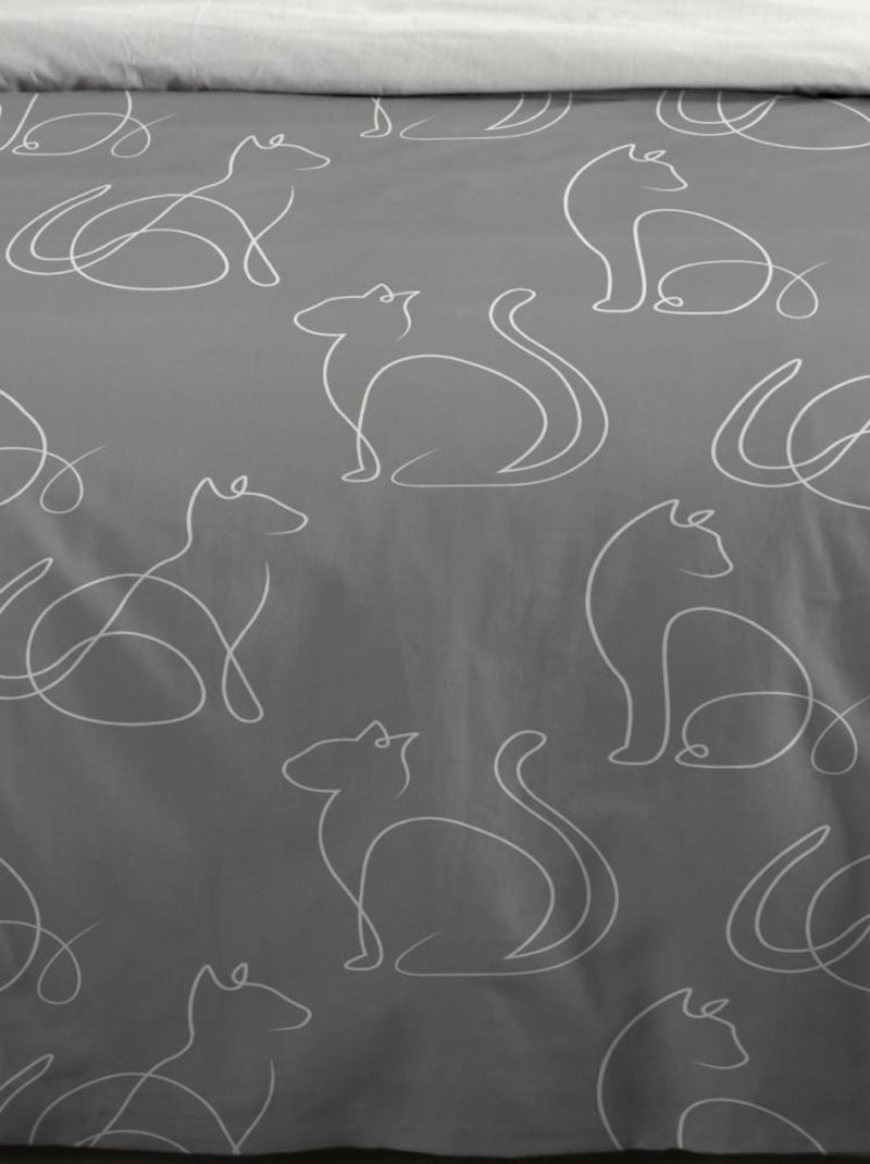 Housse de couette  BERLIOZ + taie(s) coton 57 fils Gris - Kiabi