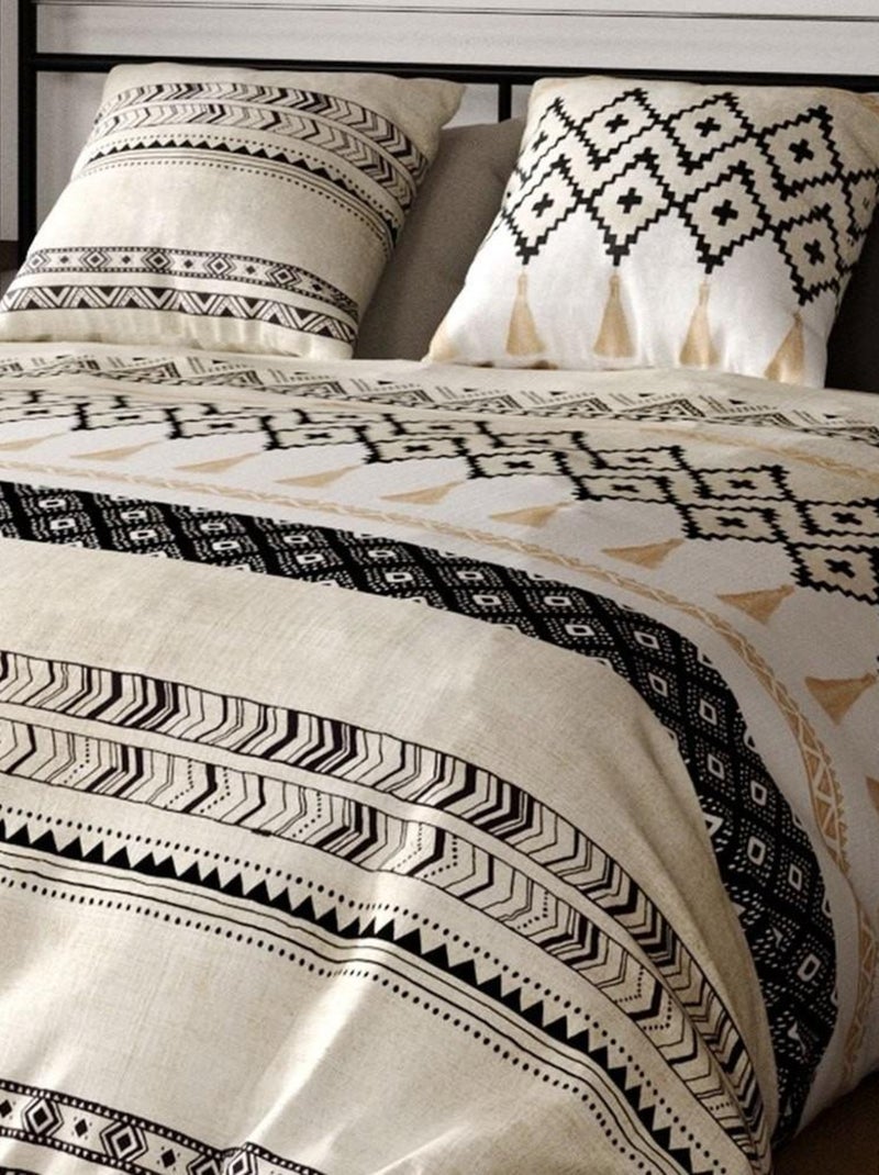 Housse de couette  Bohème + taie(s) coton 57 fils Beige - Kiabi
