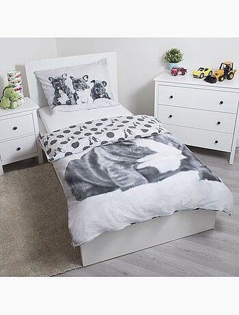 Housse de Couette Bouledogue Français 140x200 cm + Taie d'oreiller - Coton