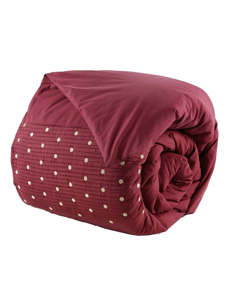 Housse de couette brodée plis religieuses Bordeaux - Kiabi