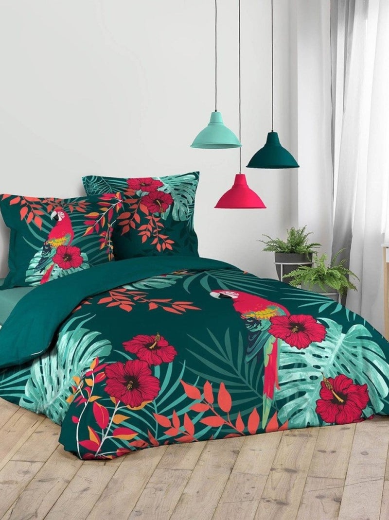 Housse de couette  Caracas + 2 taies coton Bleu - Kiabi
