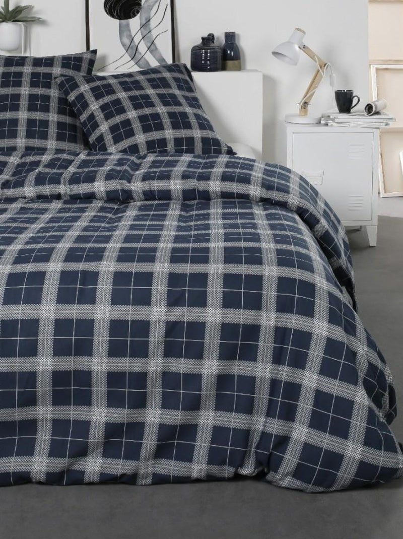 Housse de couette  Carbleu + taie(s) 100% coton flanelle Bleu - Kiabi