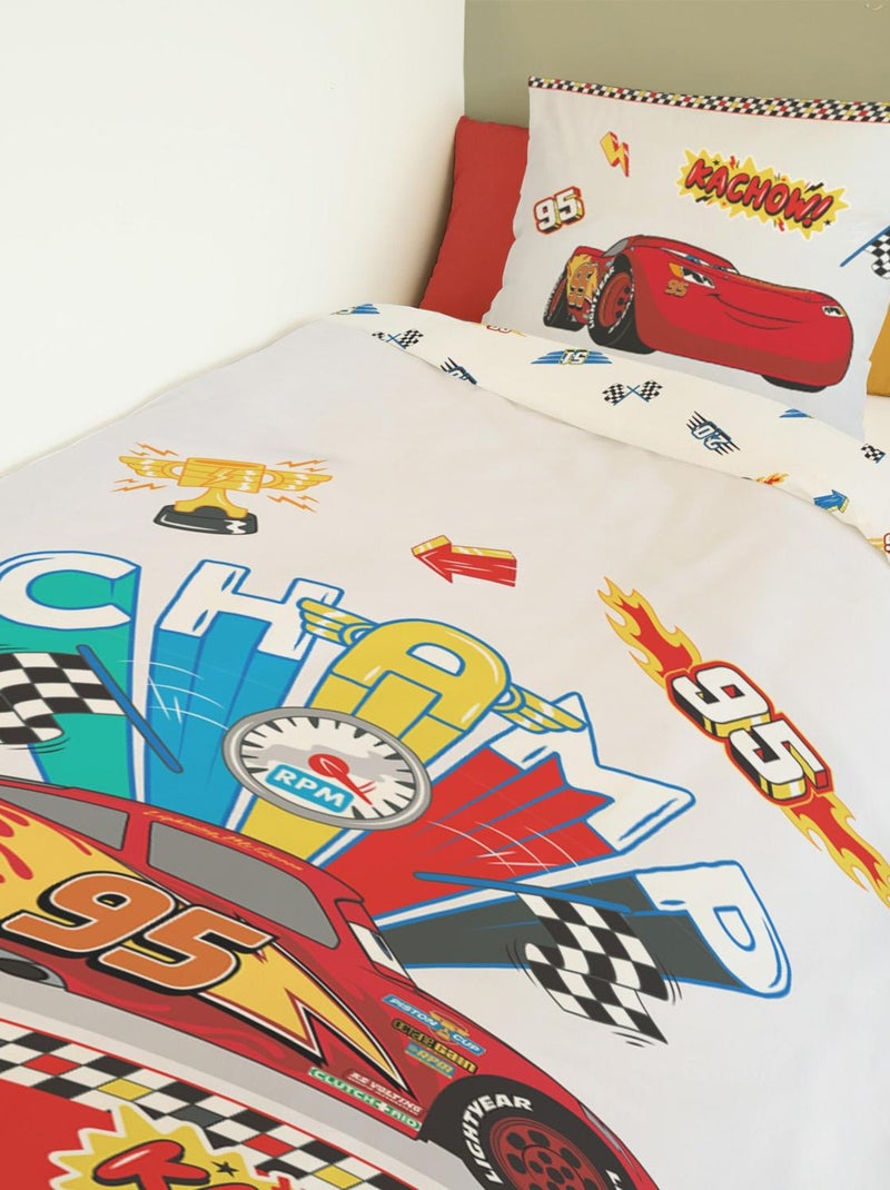 Housse de couette Cars Disney 140x200 cm - 100% Coton - Blanc et rouge Blanc - Kiabi
