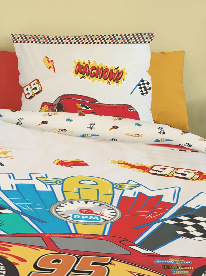 Housse de couette Cars Disney 140x200 cm - 100% Coton - Blanc et rouge Blanc - Kiabi