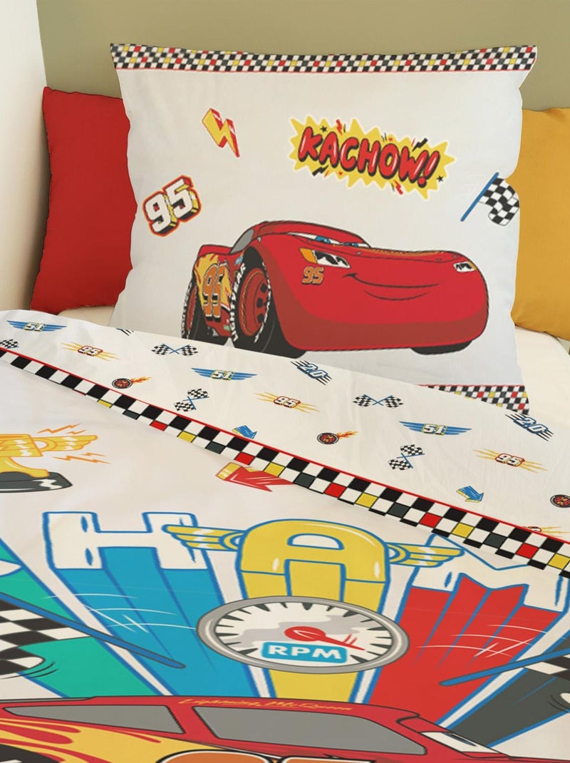 Housse de couette Cars Disney 140x200 cm - 100% Coton - Blanc et rouge Blanc - Kiabi