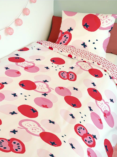 Housse de couette Catimini Pommes 140x200 cm et taie d'oreiller - 100% Coton - Blanc - Kiabi