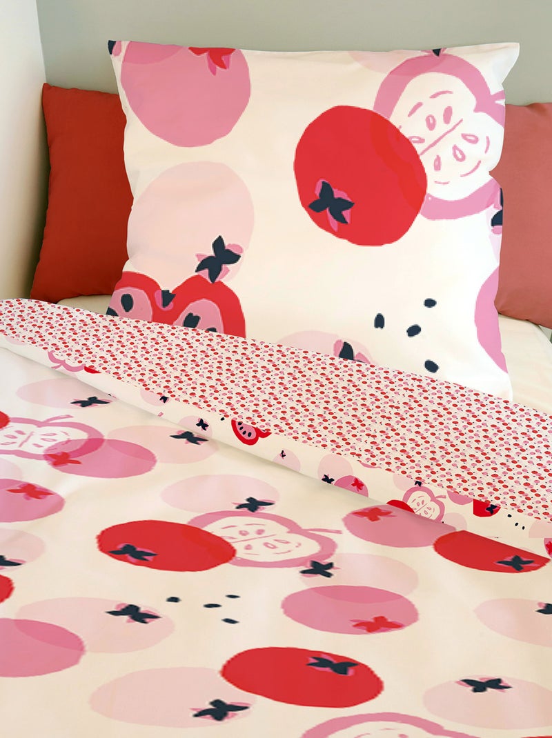 Housse de couette Catimini Pommes 140x200 cm et taie d'oreiller - 100% Coton - Blanc Blanc - Kiabi