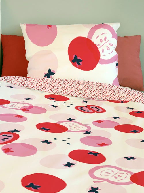 Housse de couette Catimini Pommes 140x200 cm et taie d'oreiller - 100% Coton - Blanc - Kiabi