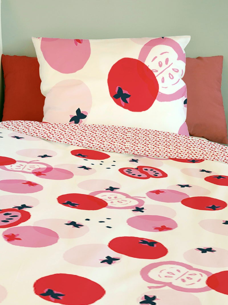 Housse de couette Catimini Pommes 140x200 cm et taie d'oreiller - 100% Coton - Blanc Blanc - Kiabi