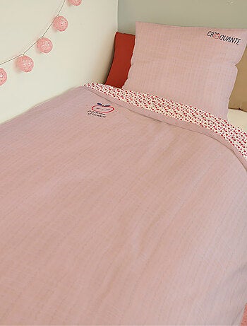 Housse de couette Catimini Tomates 140x200 cm et taie d'oreiller - 100% Coton - Rose