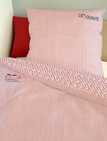 Housse de couette Catimini Tomates 140x200 cm et taie d'oreiller - 100% Coton - Rose