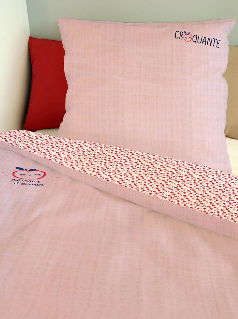 Housse de couette Catimini Tomates 140x200 cm et taie d'oreiller - 100% Coton - Rose Rose - Kiabi