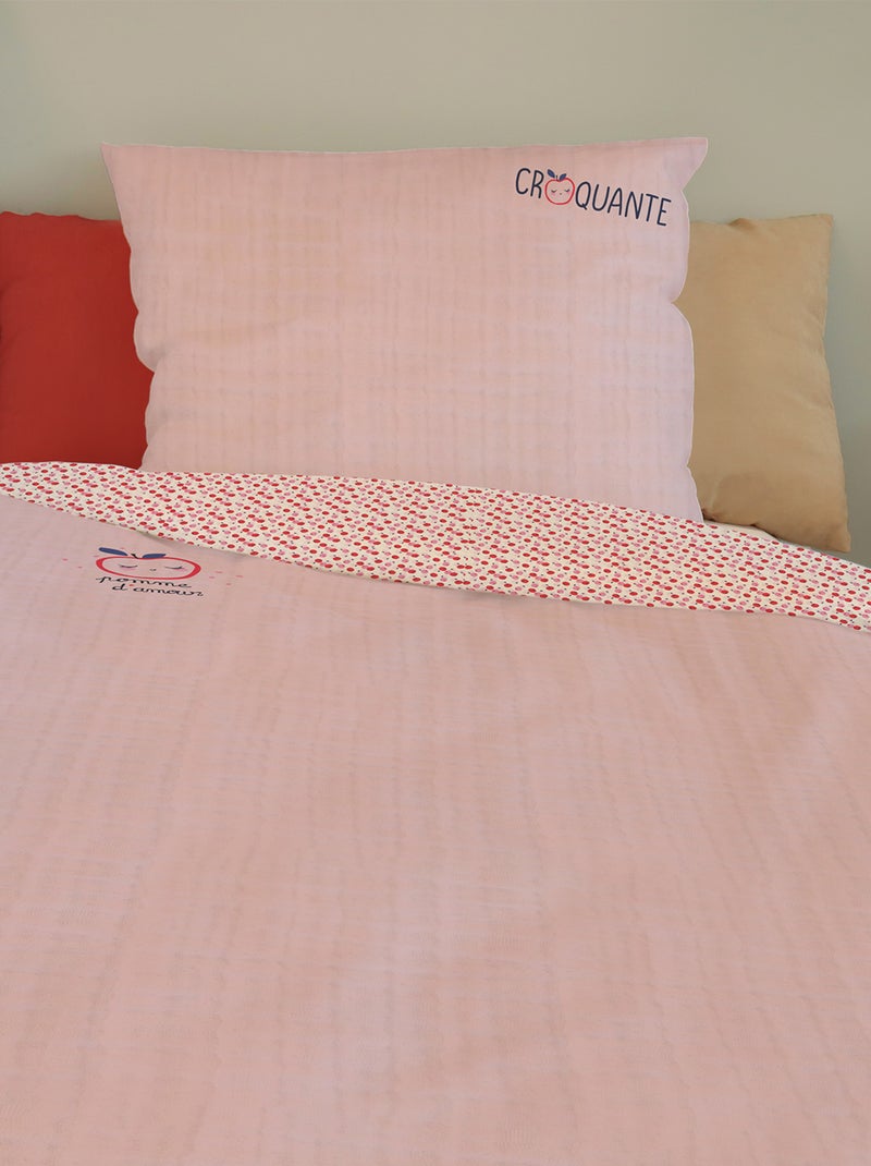 Housse de couette Catimini Tomates 140x200 cm et taie d'oreiller - 100% Coton - Rose Rose - Kiabi