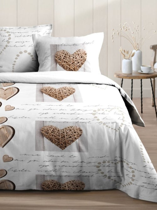 Housse de couette CHARMING + 2 taies coton 57 fils - Kiabi