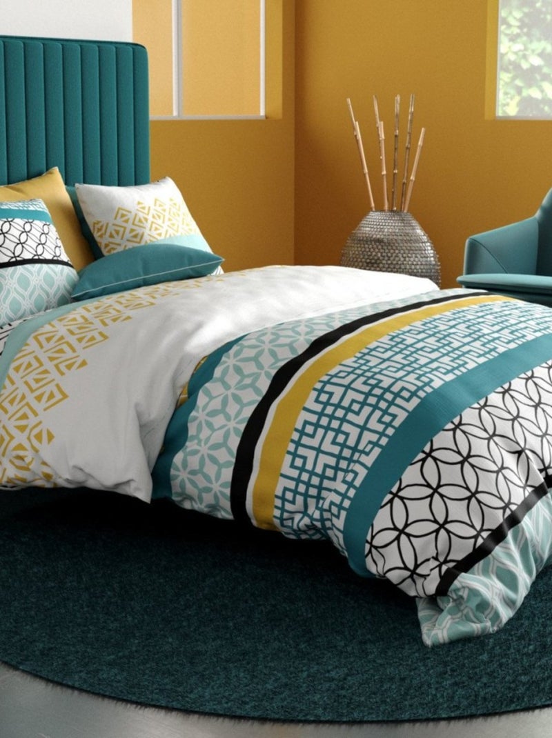 Housse de couette CITE D'OR + 2 taies coton 57 fils Blanc - Kiabi