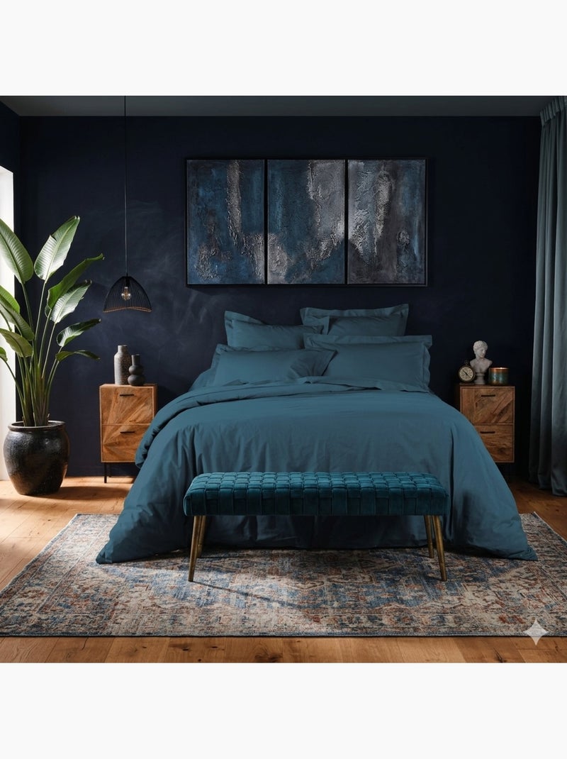 Housse de couette Collection Line Bleu - Kiabi
