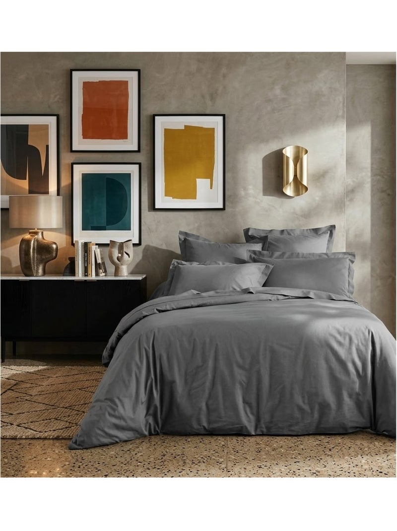 Housse de couette collection line Noir Gris anthracite - Kiabi