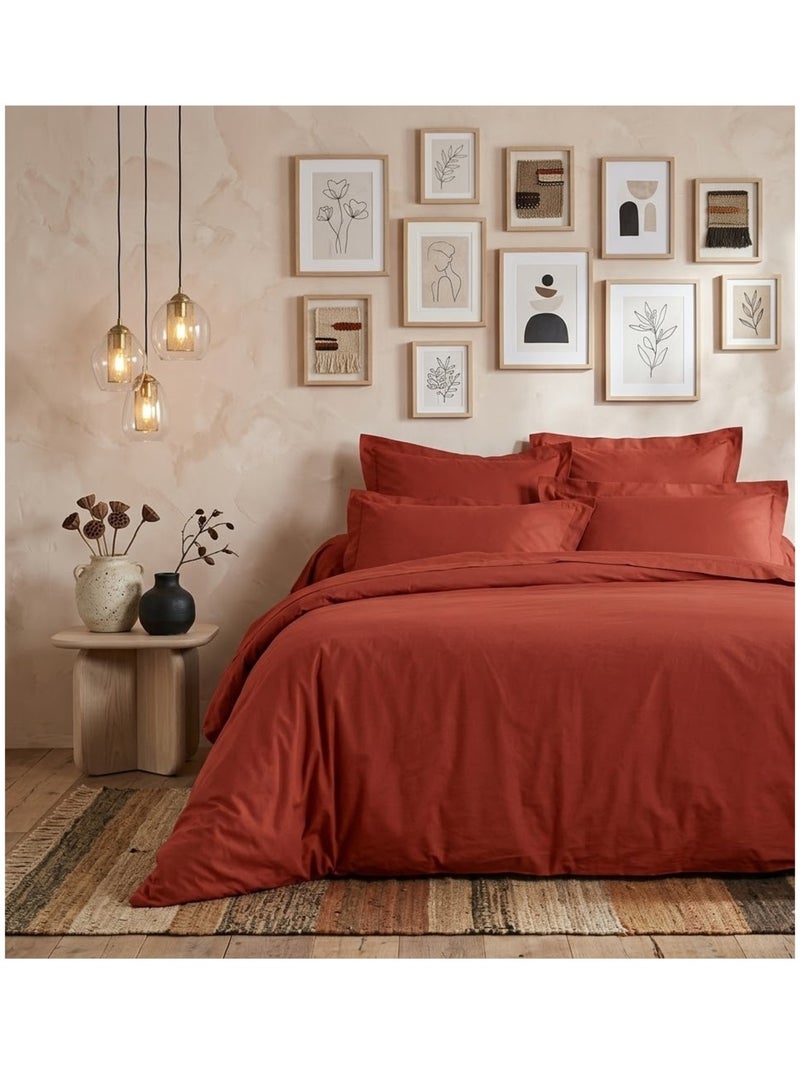 Housse de couette Collection Line Terracotta - Kiabi