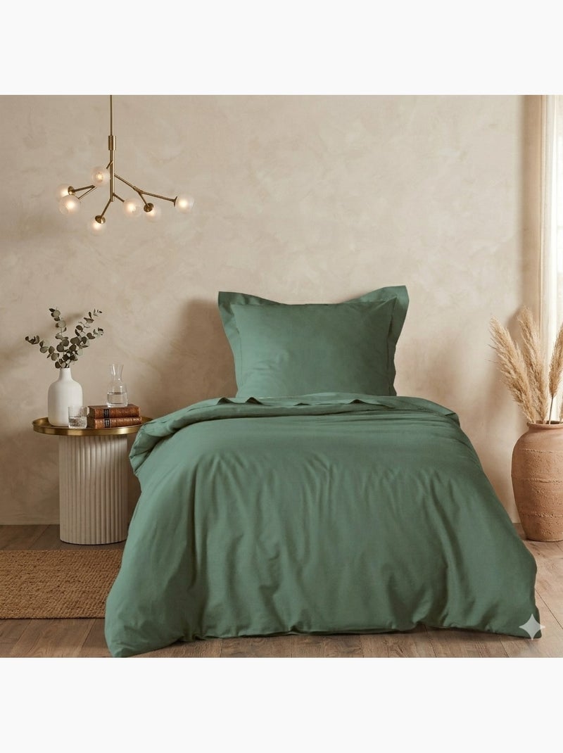 Housse de couette Collection Line Vert cèdre - Kiabi