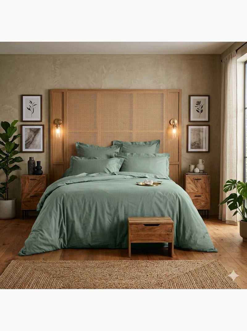 Housse de couette Collection Line Vert Sauge - Kiabi