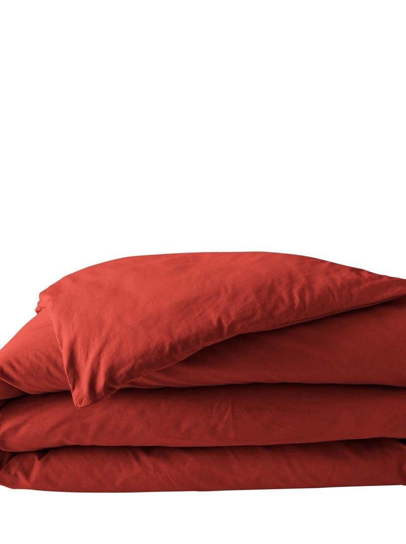 Housse de couette collection Percale de coton Rouge - Kiabi