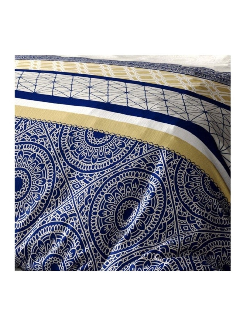 Housse de couette CONNEXIONS+ 2 taies coton 57 fils Bleu - Kiabi