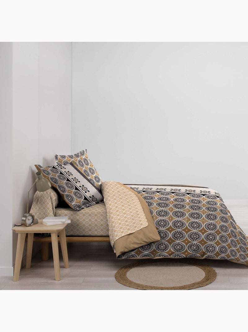 Housse de couette coton 6 pieces 220 x 240 cm Geo-Janima Beige - Kiabi