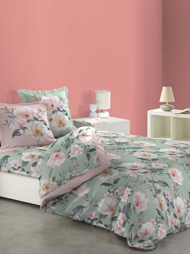 Housse de couette coton 6 pieces Jardin Anglais Alissia Vert - Kiabi