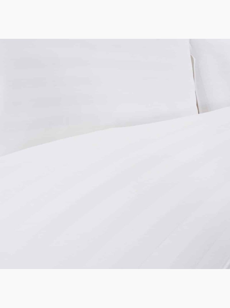 Housse de couette coton bande satin 120 fils RÊVE Blanc - Kiabi