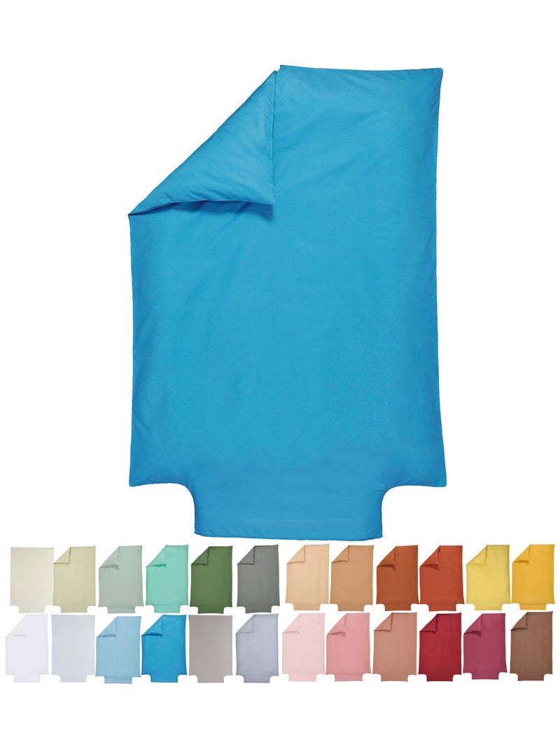 Housse de couette Coton Bio 57 fils - 'P'tit Basile' Bleu canard - Kiabi