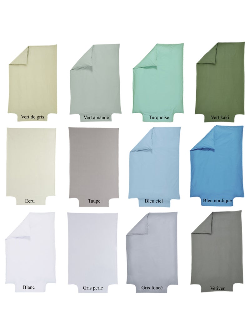 Housse de couette Coton Bio 57 fils - 'P'tit Basile' Gris taupe - Kiabi