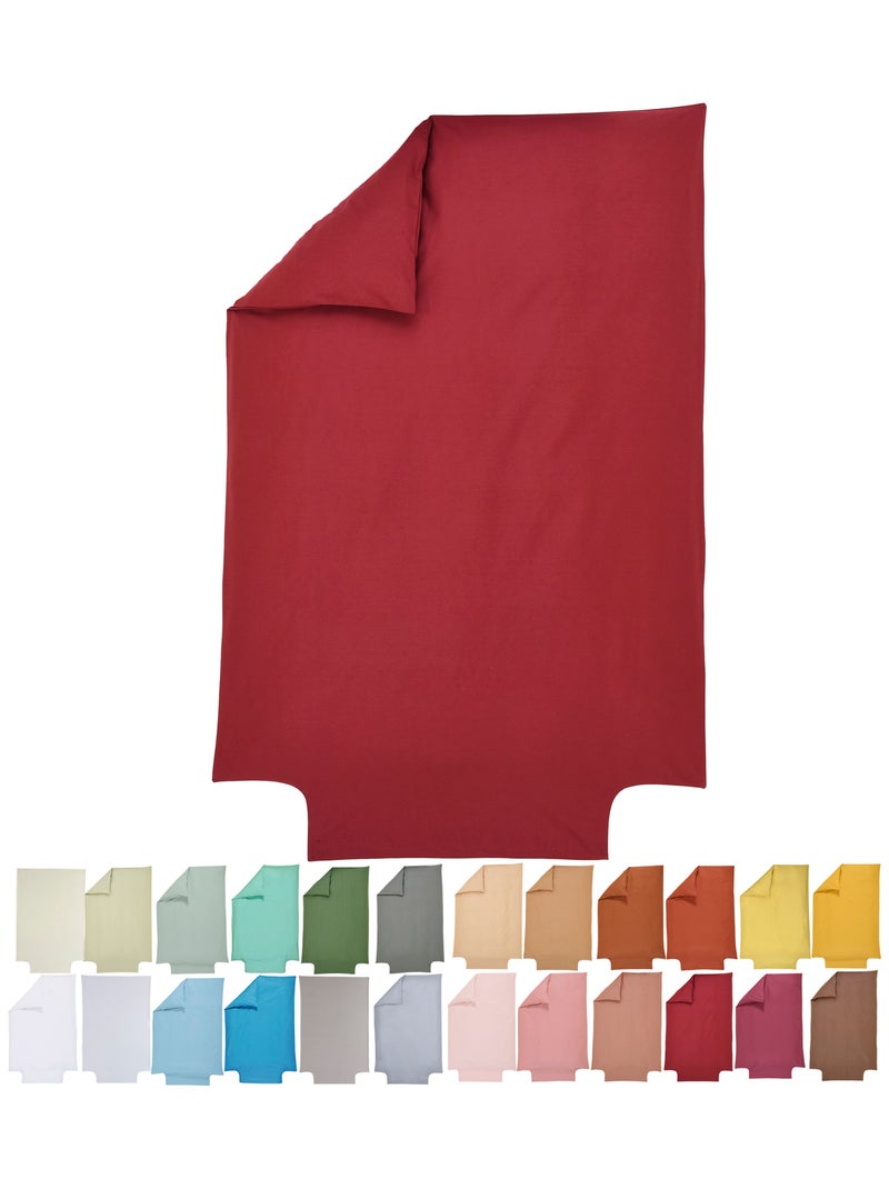 Housse de couette Coton Bio 57 fils - 'P'tit Basile' Rouge bordeaux - Kiabi