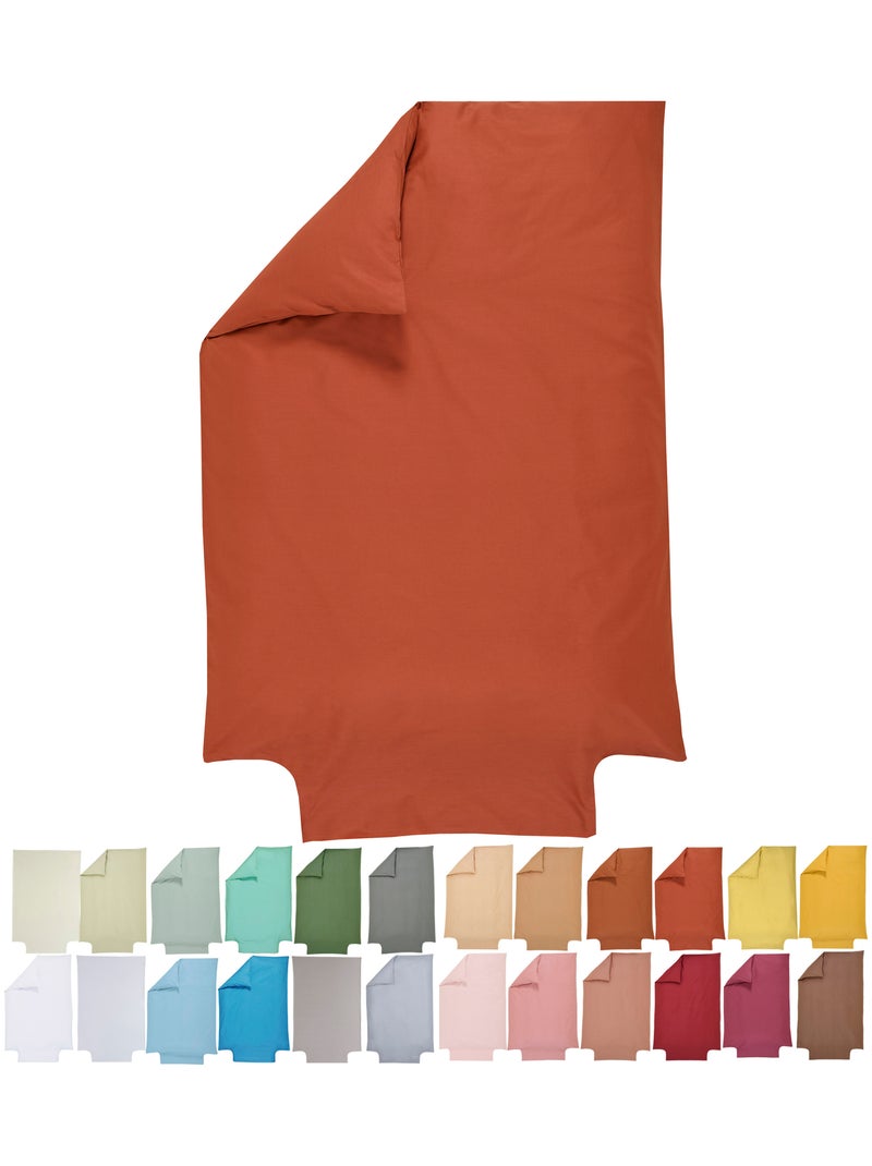 Housse de couette Coton Bio 57 fils - 'P'tit Basile' Rouge brique - Kiabi