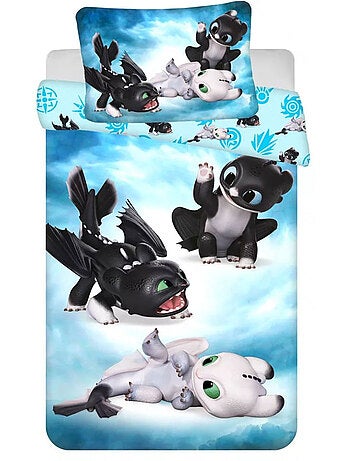 Housse de Couette coton Dragons 130x135 cm avec taie - Parure de lit enfant