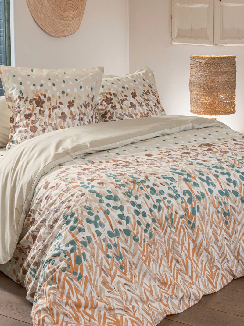 Housse de couette coton floral Beige - Kiabi