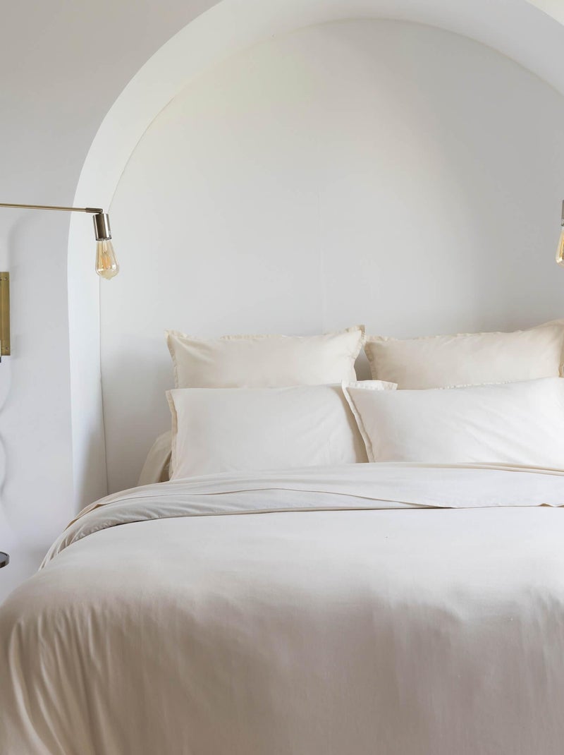 Housse de couette coton lavé Beige - Kiabi