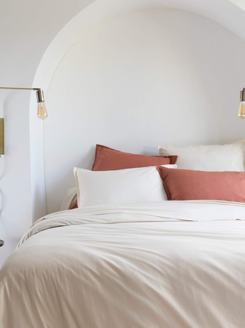 Housse de couette coton lavé Beige - Kiabi