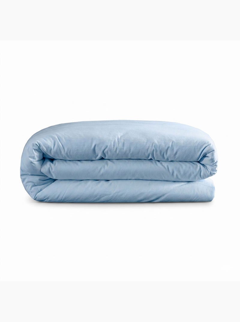 Housse de couette coton lavé Bleu ciel - Kiabi