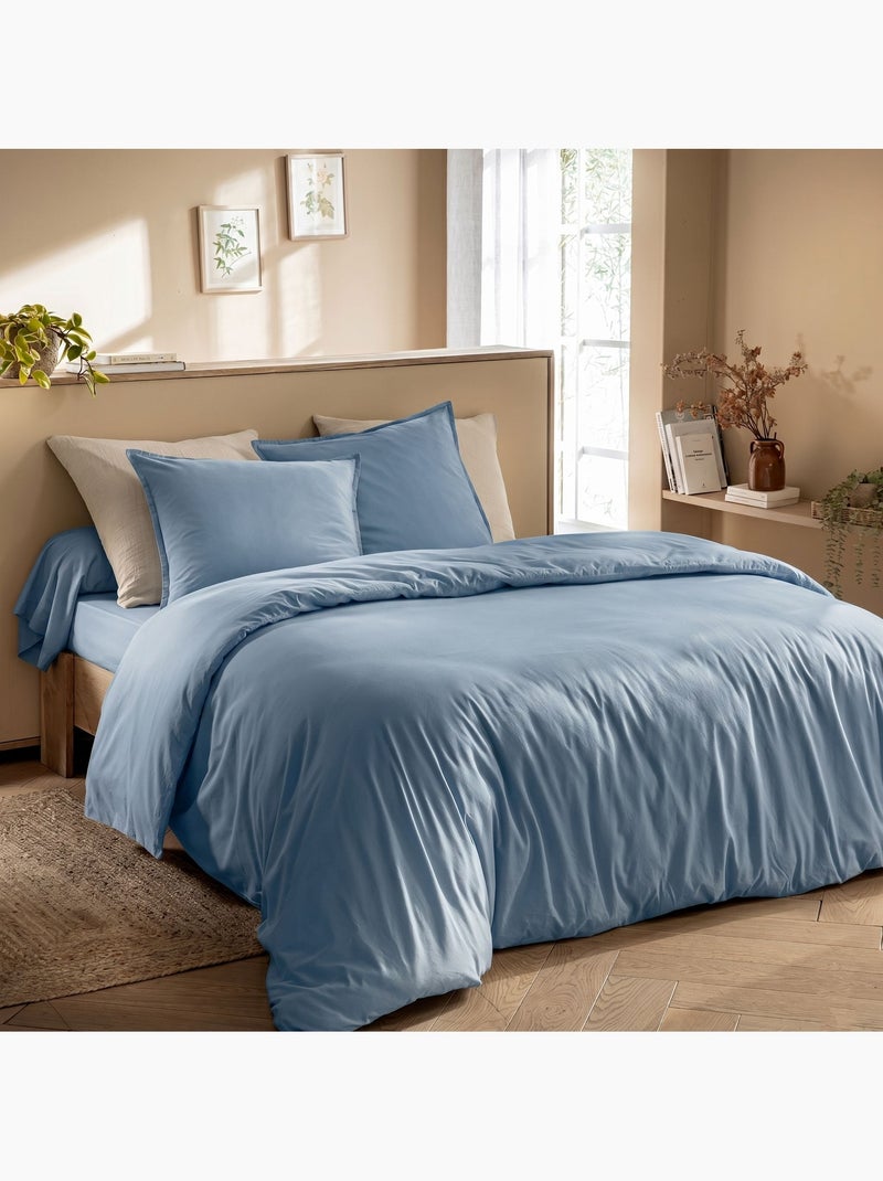 Housse de couette coton lavé Bleu - Kiabi